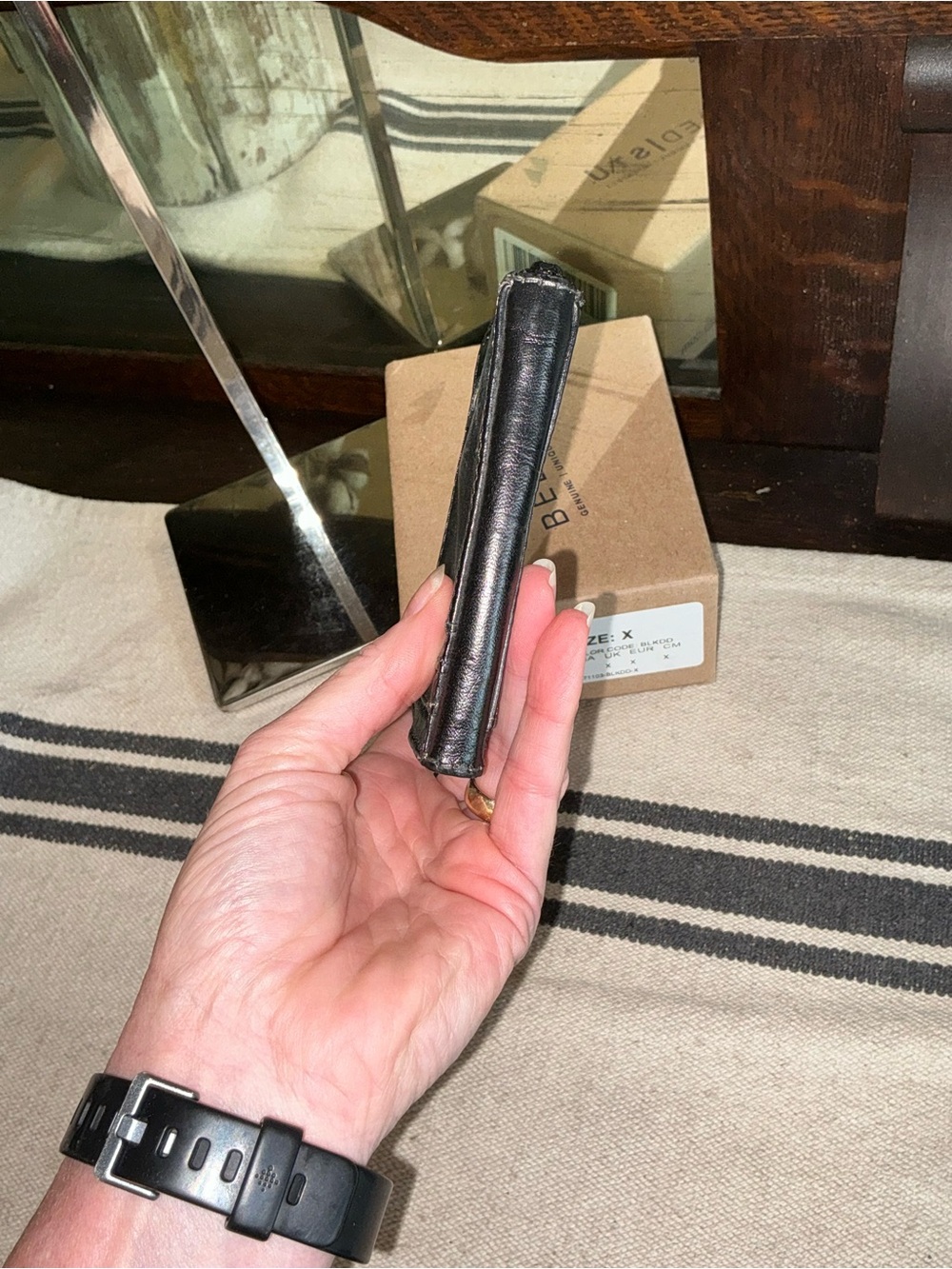 NWT Bed Stu Carrie Leather Black Die Dyed DD Wallet W/ Box Retail $100 - Picture 9 of 12